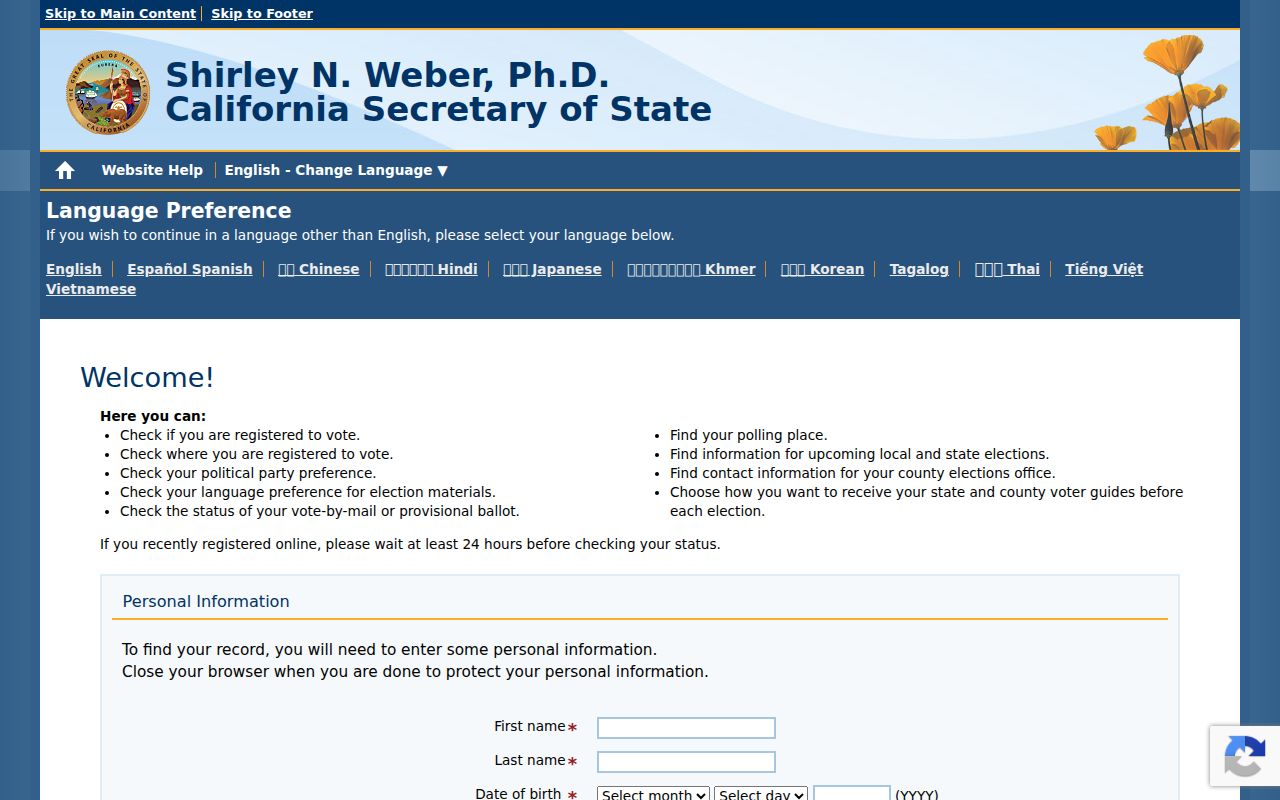 Redlands residents directory California voter status lookup