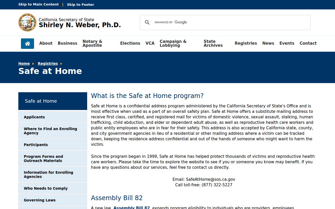 Redlands residents directory Safe at Home address confidentiality