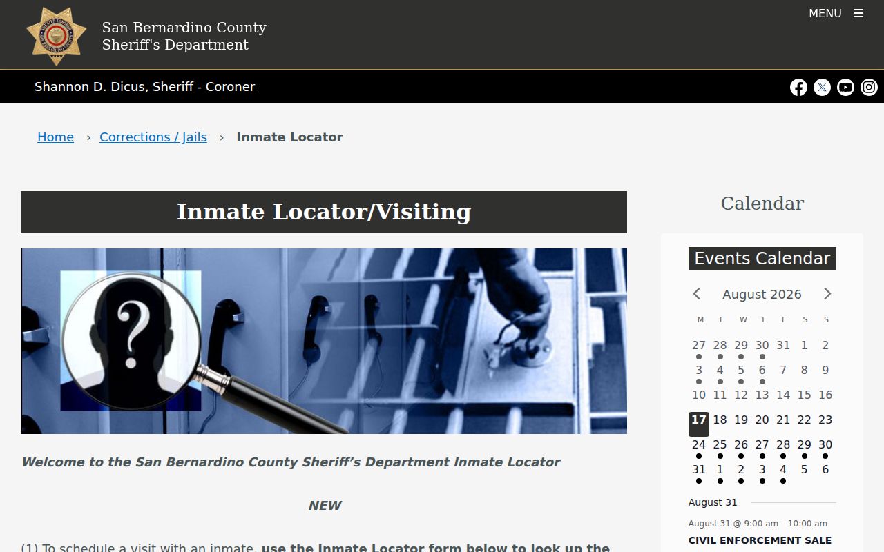 Redlands neighbors county inmate locator context